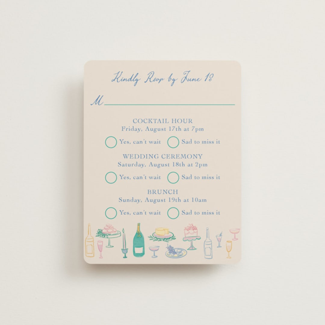 "Dining" - Multi-Event RSVP Cards in Pastel by Elly - Front