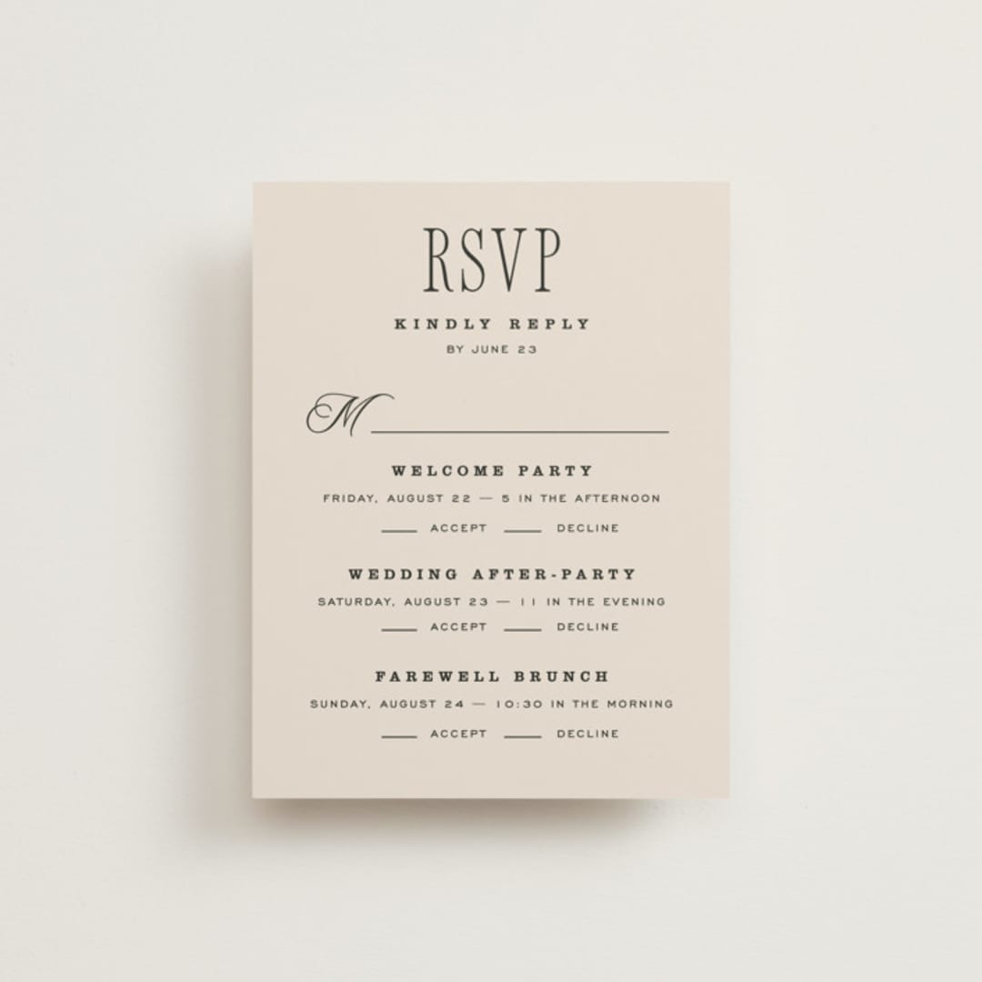 "Linea" - Multi-Event RSVP Cards in Noir by Pixel and Hank - Front
