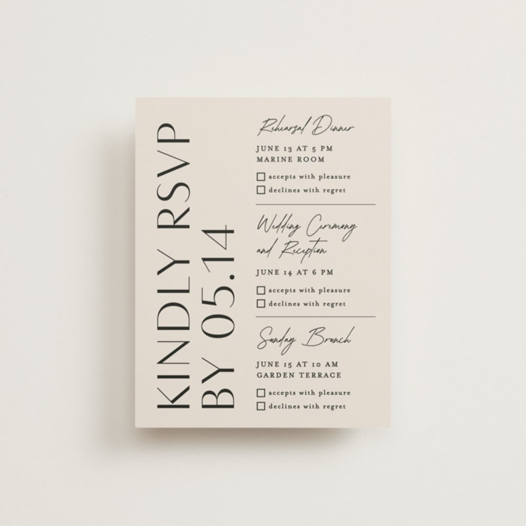 "Ascent" - Multi-Event RSVP Cards in Ecru by Erica Krystek - Front