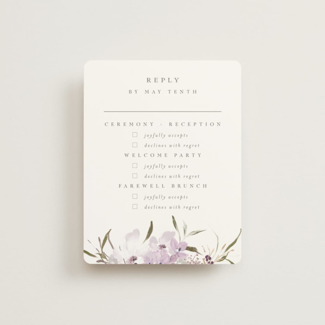 "Meadow Burst" - Multi-Event RSVP Cards in Lilac by Grace Kreinbrink - Front
