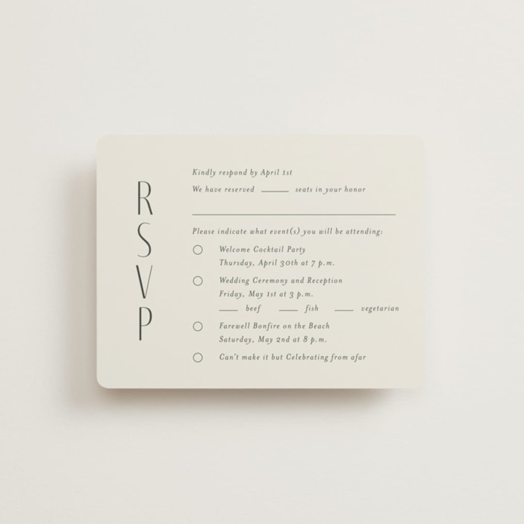 "Unity" - Multi-Event RSVP Cards in Porcelain by Jennifer Postorino - Front