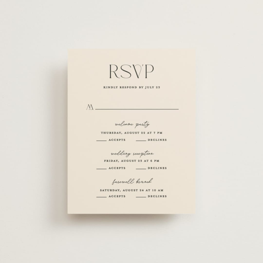 "The Manor" - Multi-Event RSVP Cards in Buff by Pixel and Hank - Front
