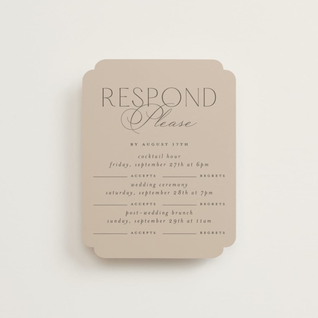 "Formal Elegance" - Multi-Event RSVP Cards in Latte by Morgan Kendall - Front