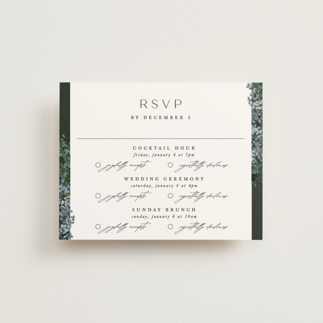 "Juniper" - Multi-Event RSVP Cards in Emerald by Kate Ahn - Front