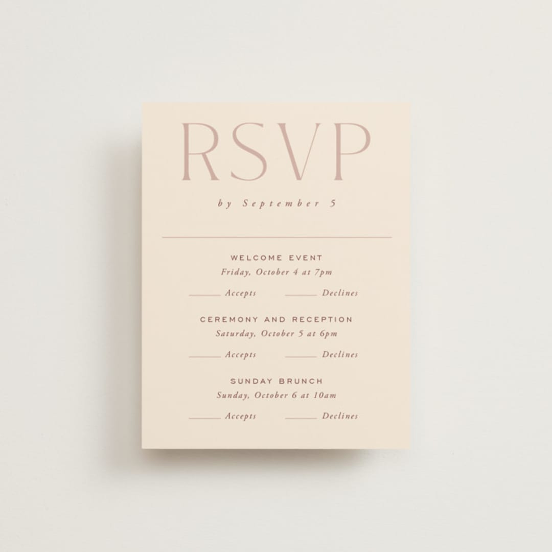 "Moment" - Multi-Event RSVP Cards in Rose by Erin German - Front