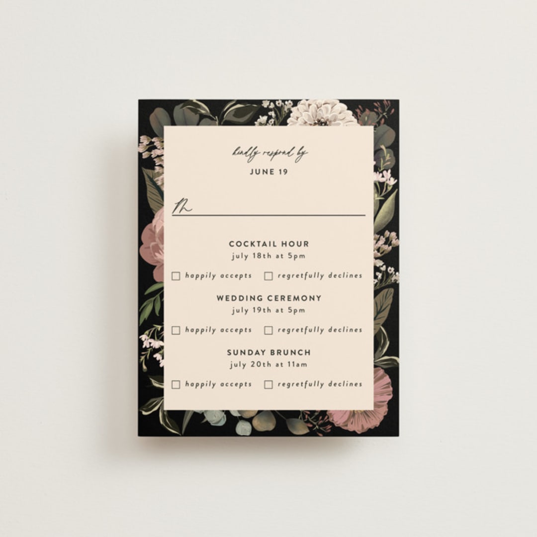 "Peonies & Sage" - Multi-Event RSVP Cards in Fawn by Susan Moyal - Front