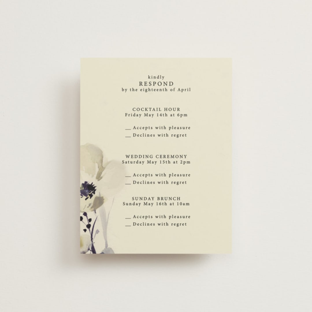 "Linen and Cloth" - Multi-Event RSVP Cards in Almond by Peony Rose Design - Front