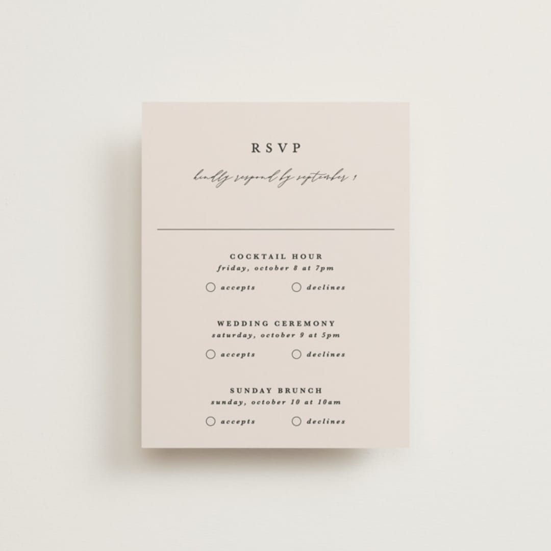 "Tuscan Hill" - Multi-Event RSVP Cards in Creme by Kate Ahn - Front