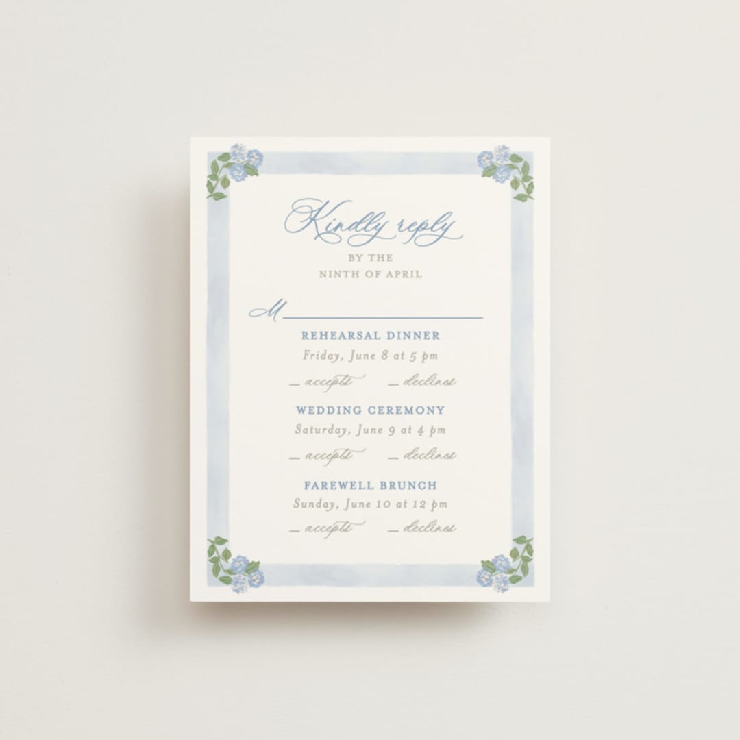 "Pillowy border" - Multi-Event RSVP Cards in Ocean by Creo Study - Front
