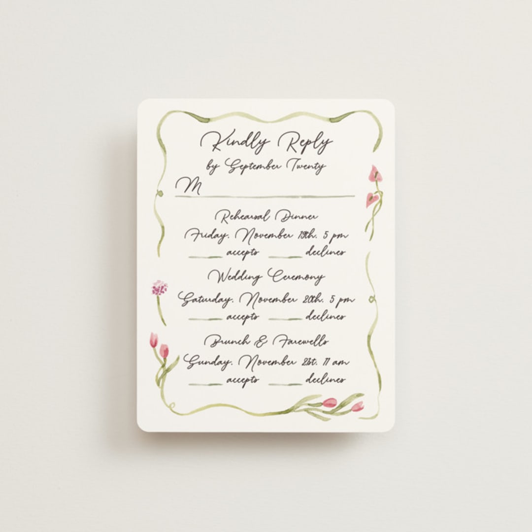 "Barolo" - Multi-Event RSVP Cards in Deep Blush by Pati Cascino - Front