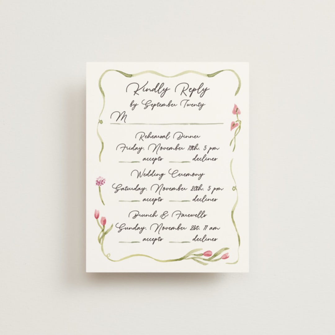 "Barolo" - Multi-Event RSVP Cards in Deep Blush by Pati Cascino - Front