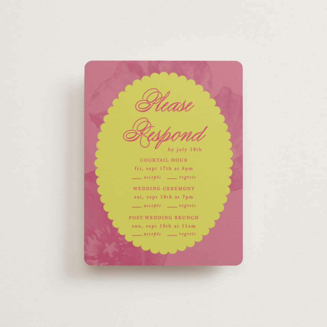 "Maximalist Poppies" - Multi-Event RSVP Cards in Flamingo by Morgan Kendall - Front