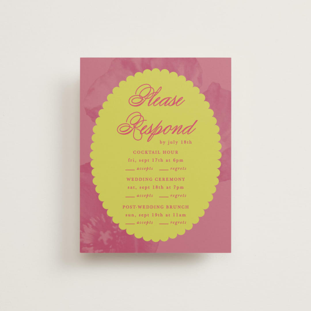 "Maximalist Poppies" - Multi-Event RSVP Cards in Flamingo by Morgan Kendall - Front