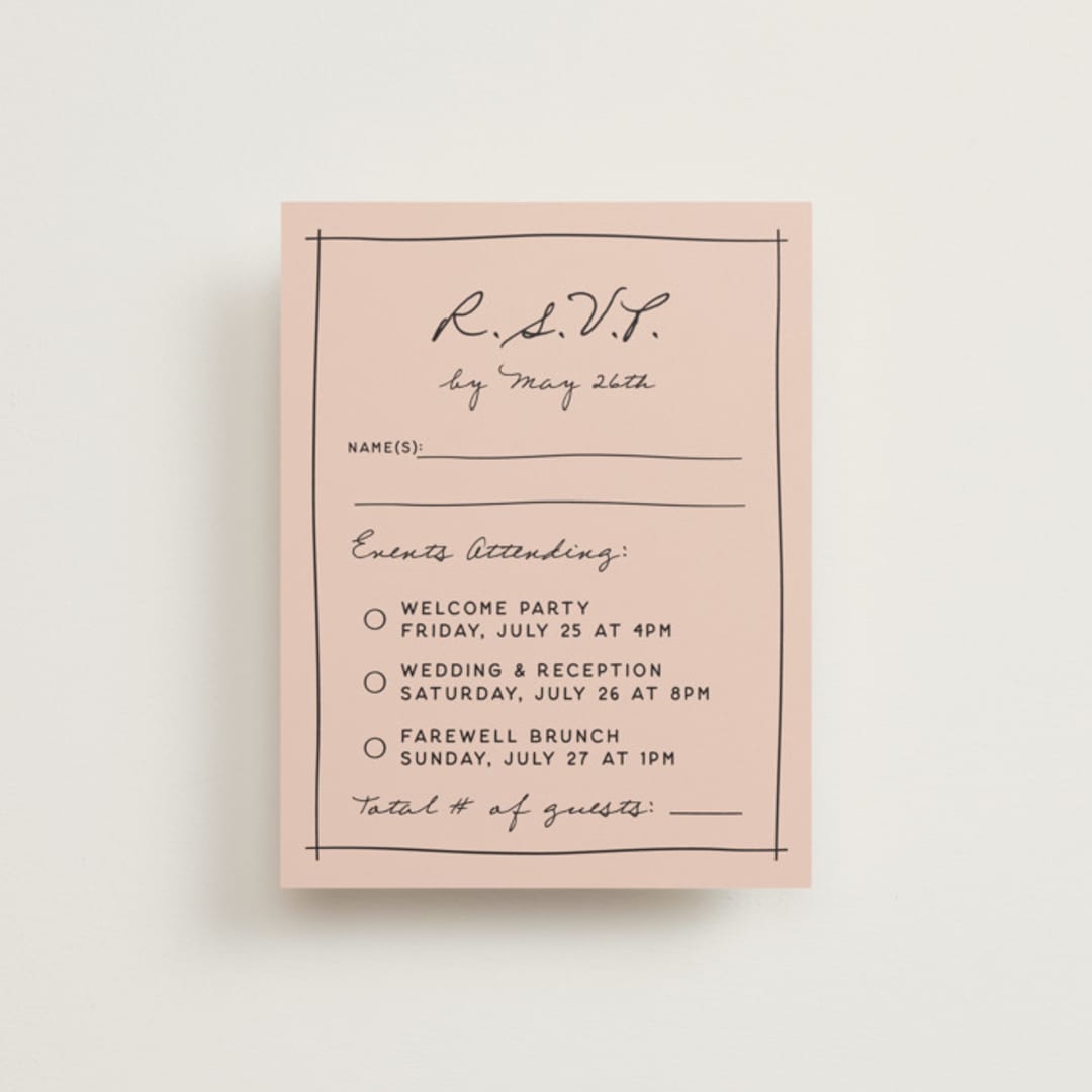 "Ballpoint Suite" - Multi-Event RSVP Cards in Blush by Ani Somi - Front