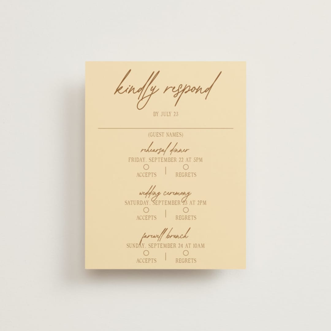 "Classic and Floral" - Multi-Event RSVP Cards in Bark by Jen Ramsey - Front