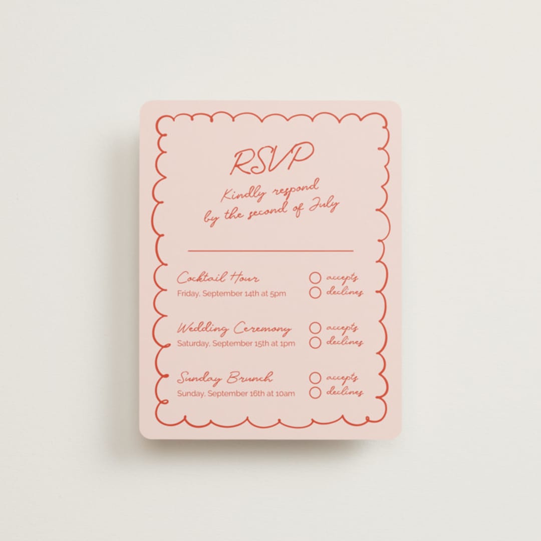 "Party On!" - Multi-Event RSVP Cards in Sangria Spark by Zove Ahhh - Front