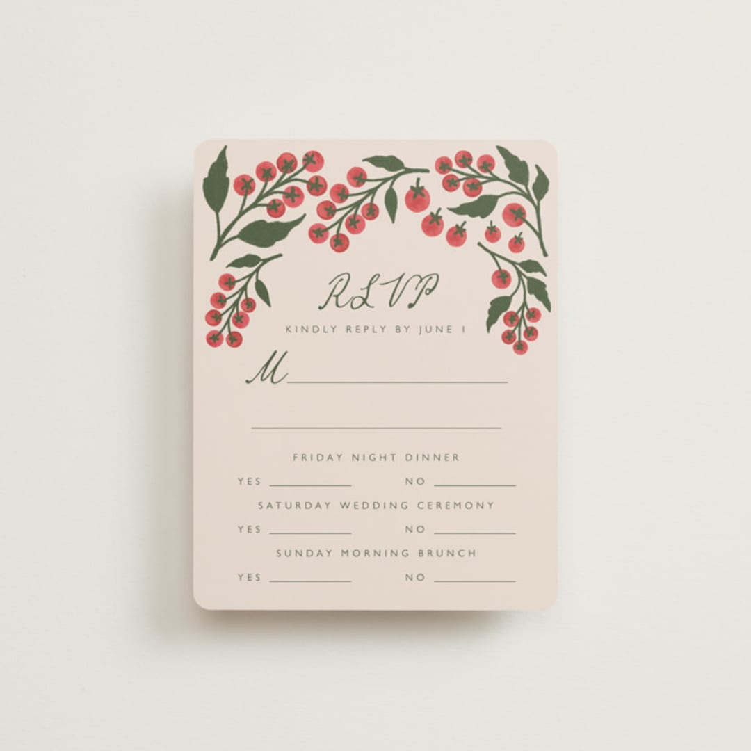 "Cherry Tomatoes" - Multi-Event RSVP Cards in Tomato by Katharine Watson - Front