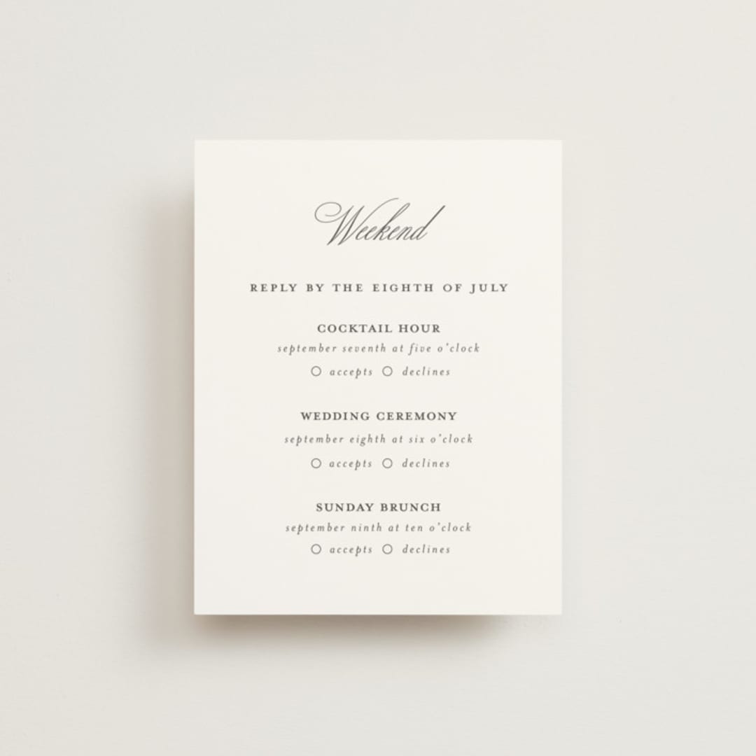 "From This Moment On" - Multi-Event RSVP Cards in Classique by Design Lotus - Front