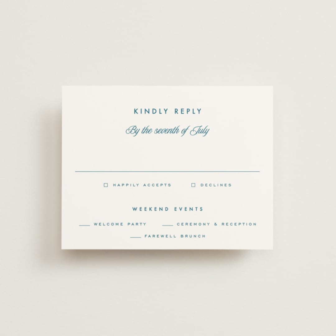 "Coast" - Multi-Event RSVP Cards in Ocean by Kelly Schmidt - Front