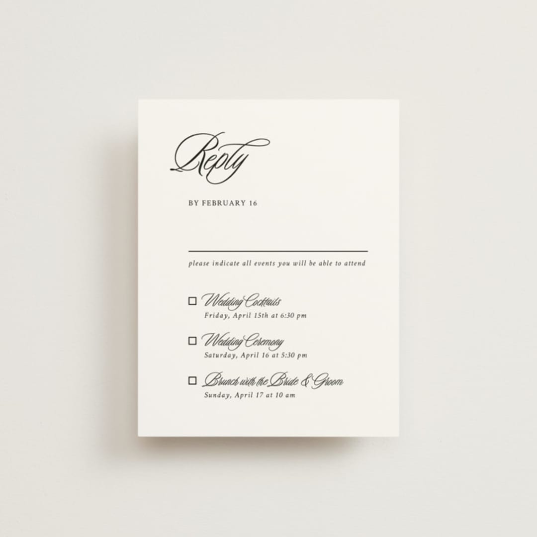 "Sophistique" - Multi-Event RSVP Cards in Linen by Cindy Reynolds - Front