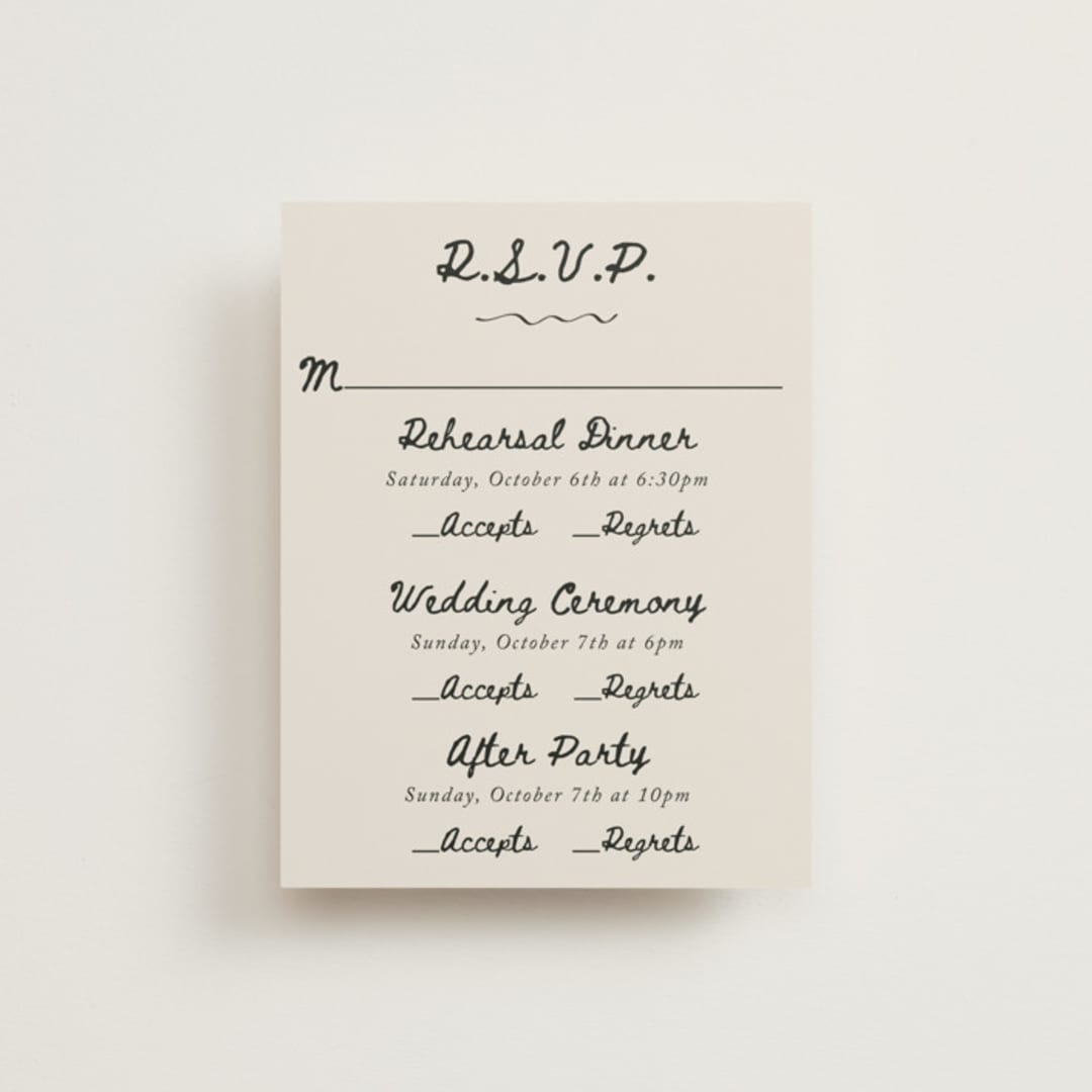 "simple monogram" - Multi-Event RSVP Cards in Lace by Cass Loh - Front
