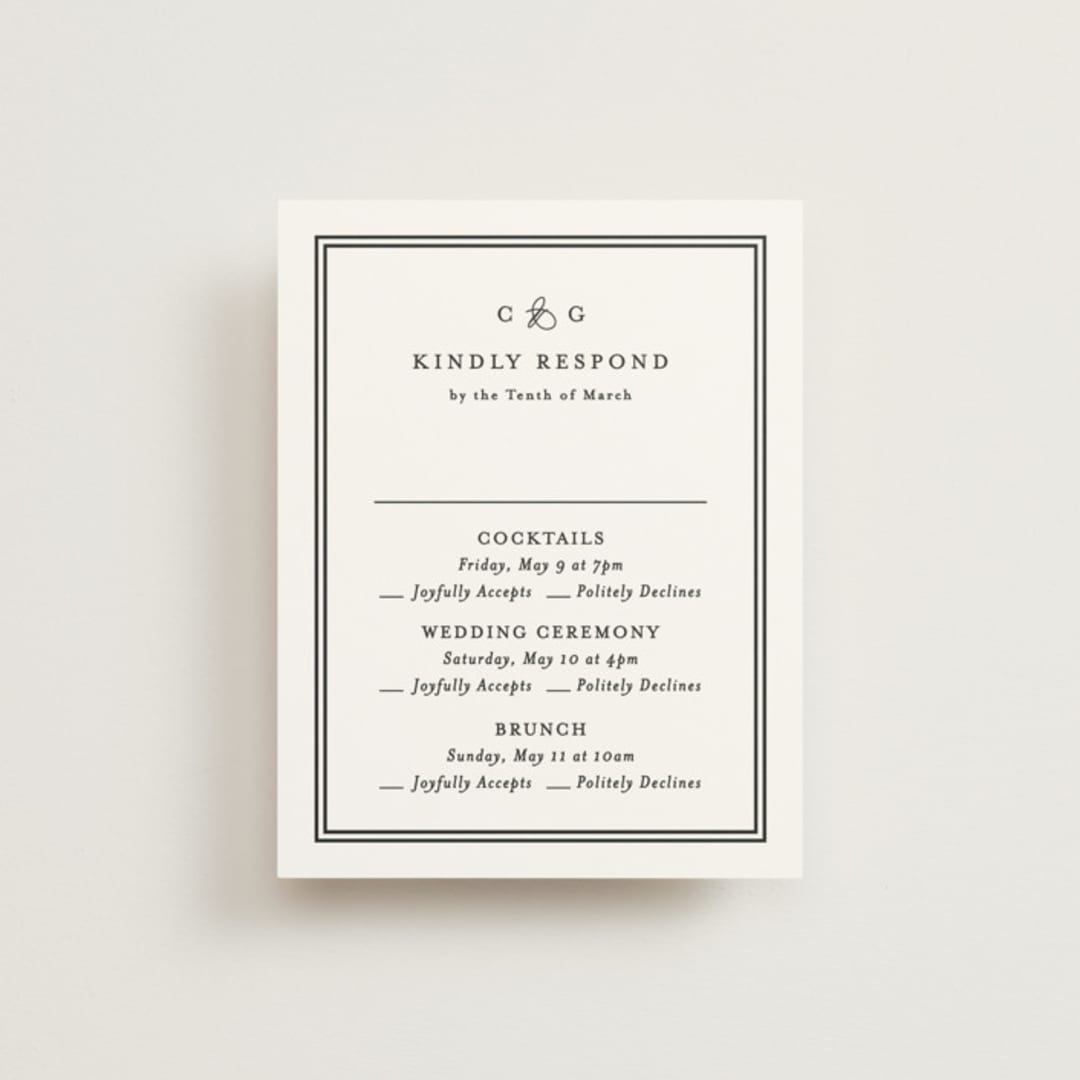 "Timeless Together" - Multi-Event RSVP Cards in Tuxedo by Carolyn MacLaren - Front