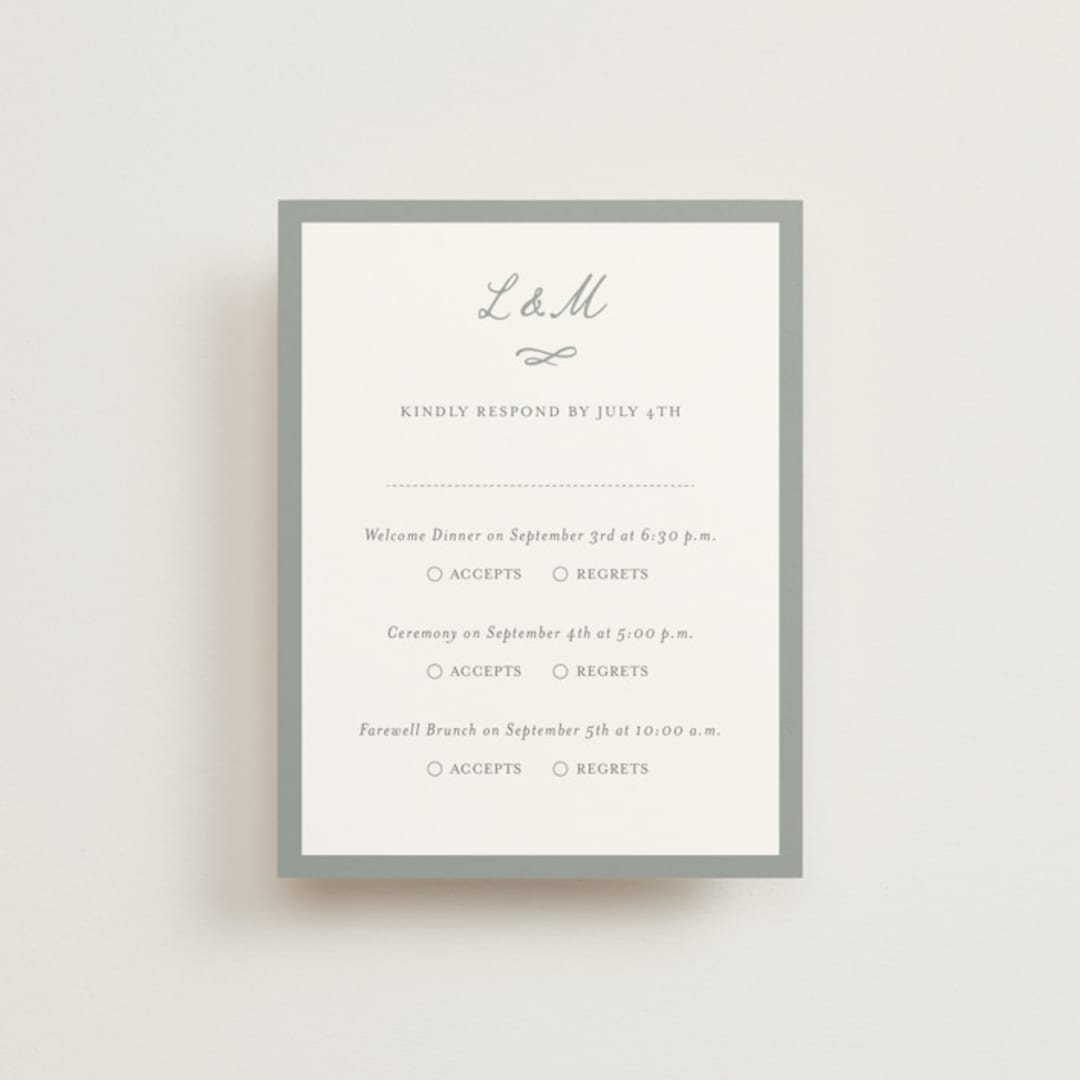"signature monogram" - Multi-Event RSVP Cards in Sage by Sara Hicks Malone - Front