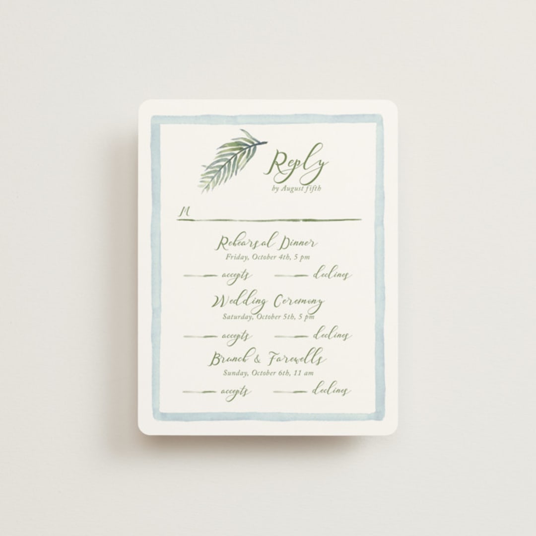 "Alento" - Multi-Event RSVP Cards in Celeste by Pati Cascino - Front