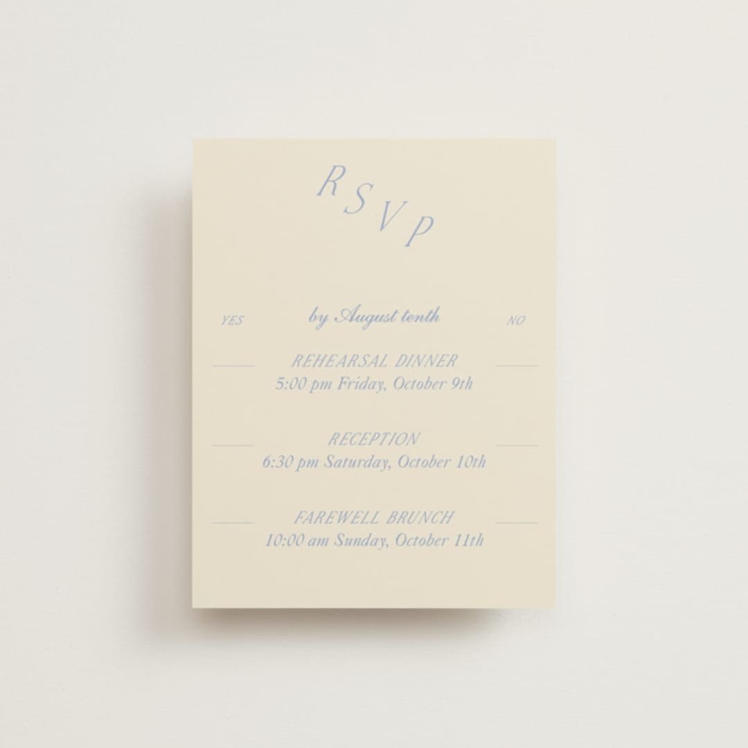 "Luxe" - Multi-Event RSVP Cards in Ocean by Baumbirdy - Front