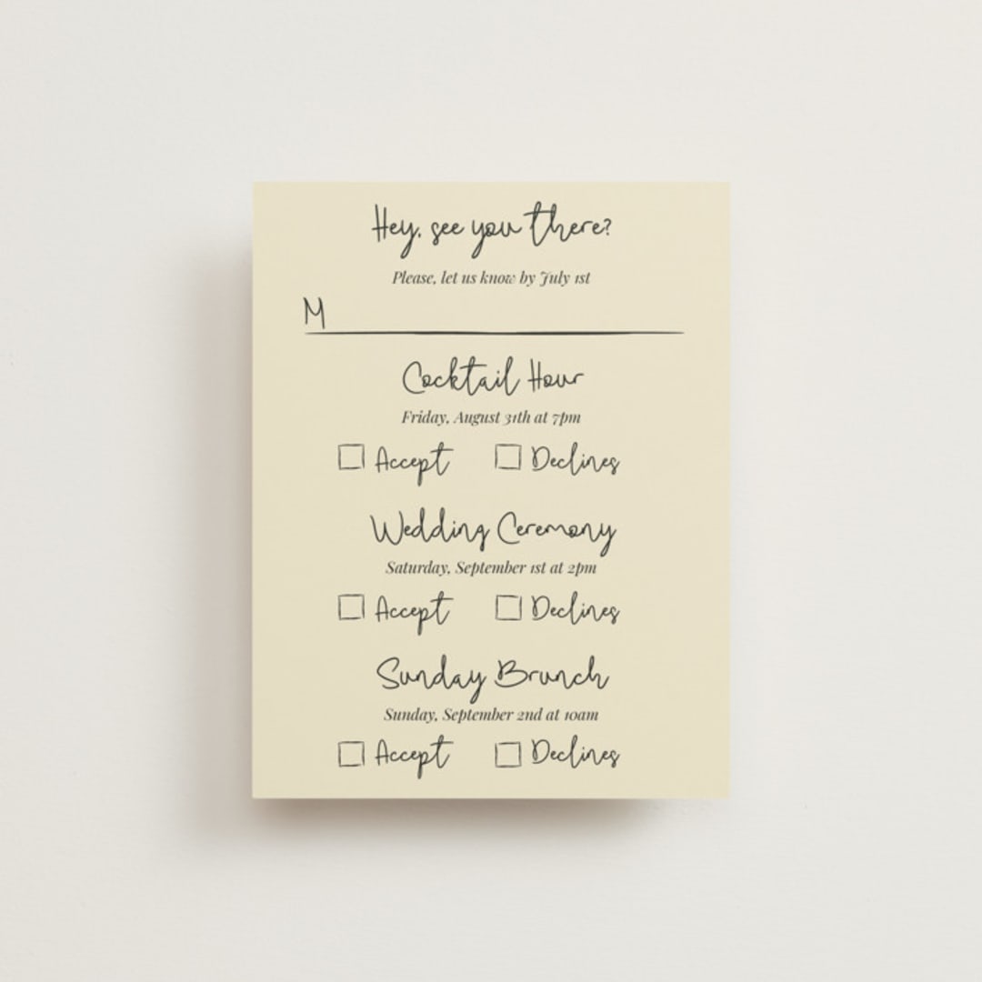 "Modern Love" - Multi-Event RSVP Cards in Champagne by Helena Vitto - Front
