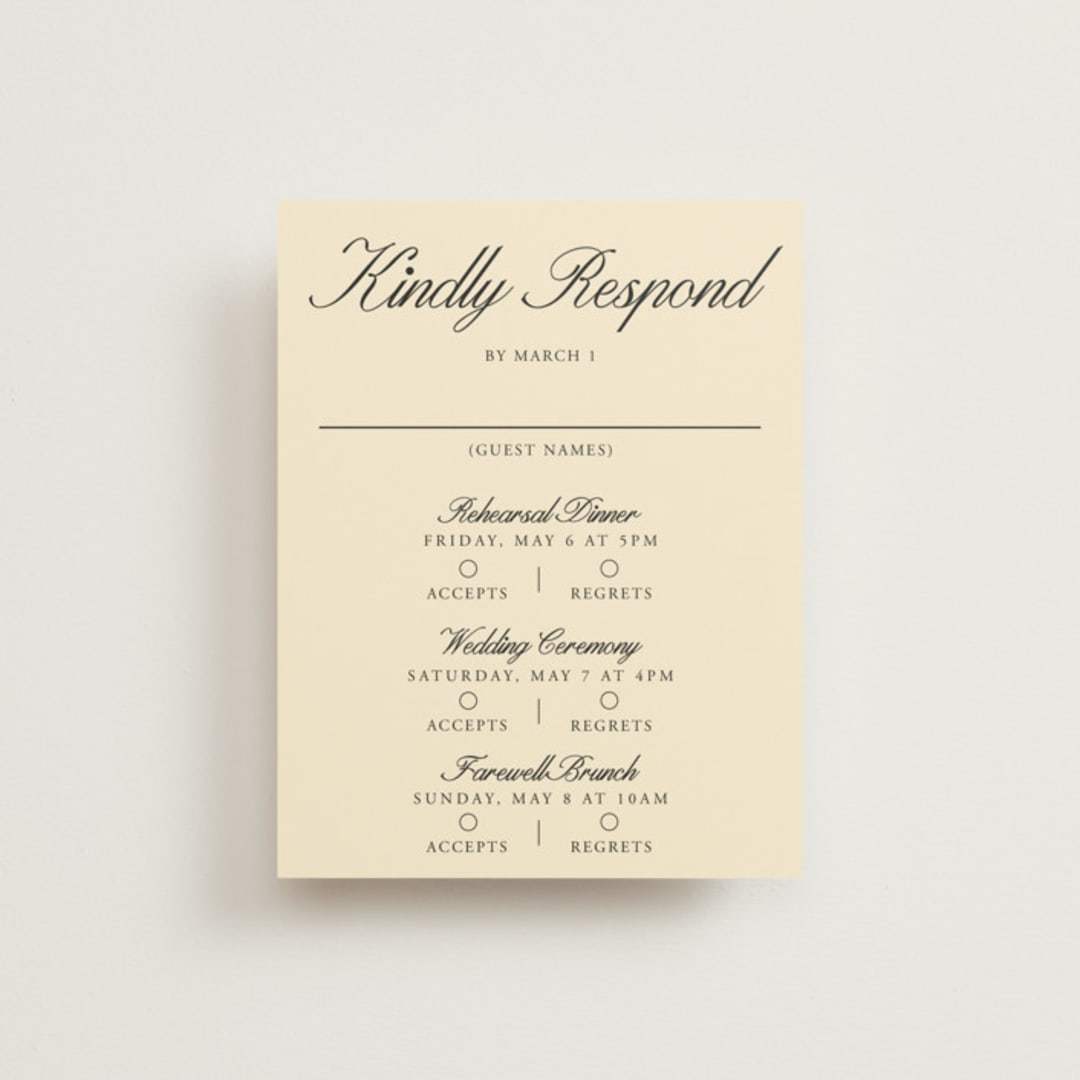 "Elegant and Formal" - Multi-Event RSVP Cards in Sunshine by Jen Ramsey - Front