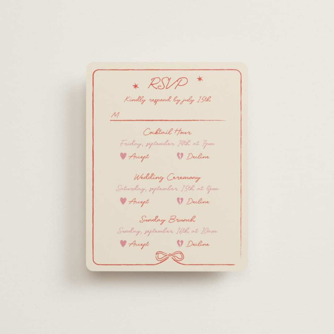 "The Bird Song" - Multi-Event RSVP Cards in Peach by Helena Vitto - Front