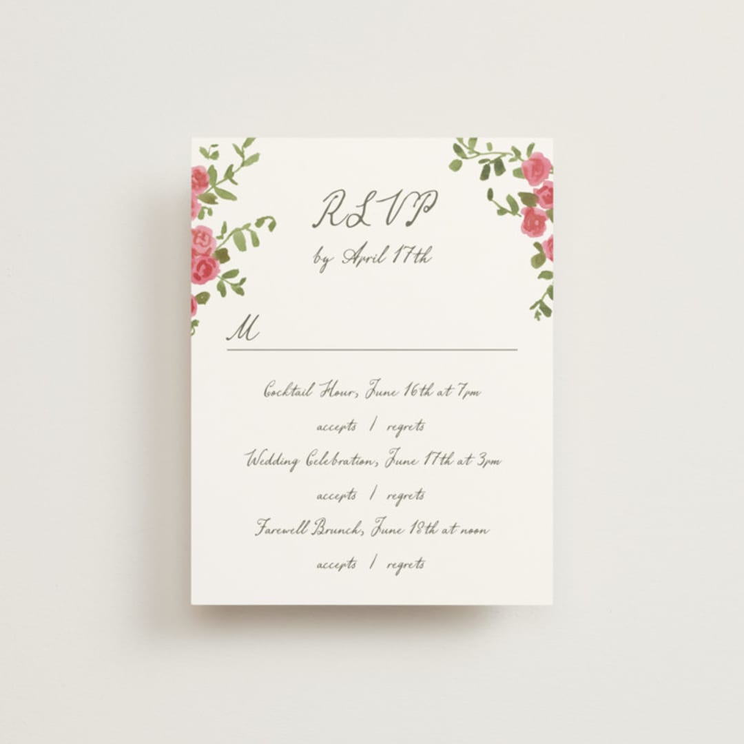 "Villa" - Multi-Event RSVP Cards in Azalea by Everett Paper Goods - Front