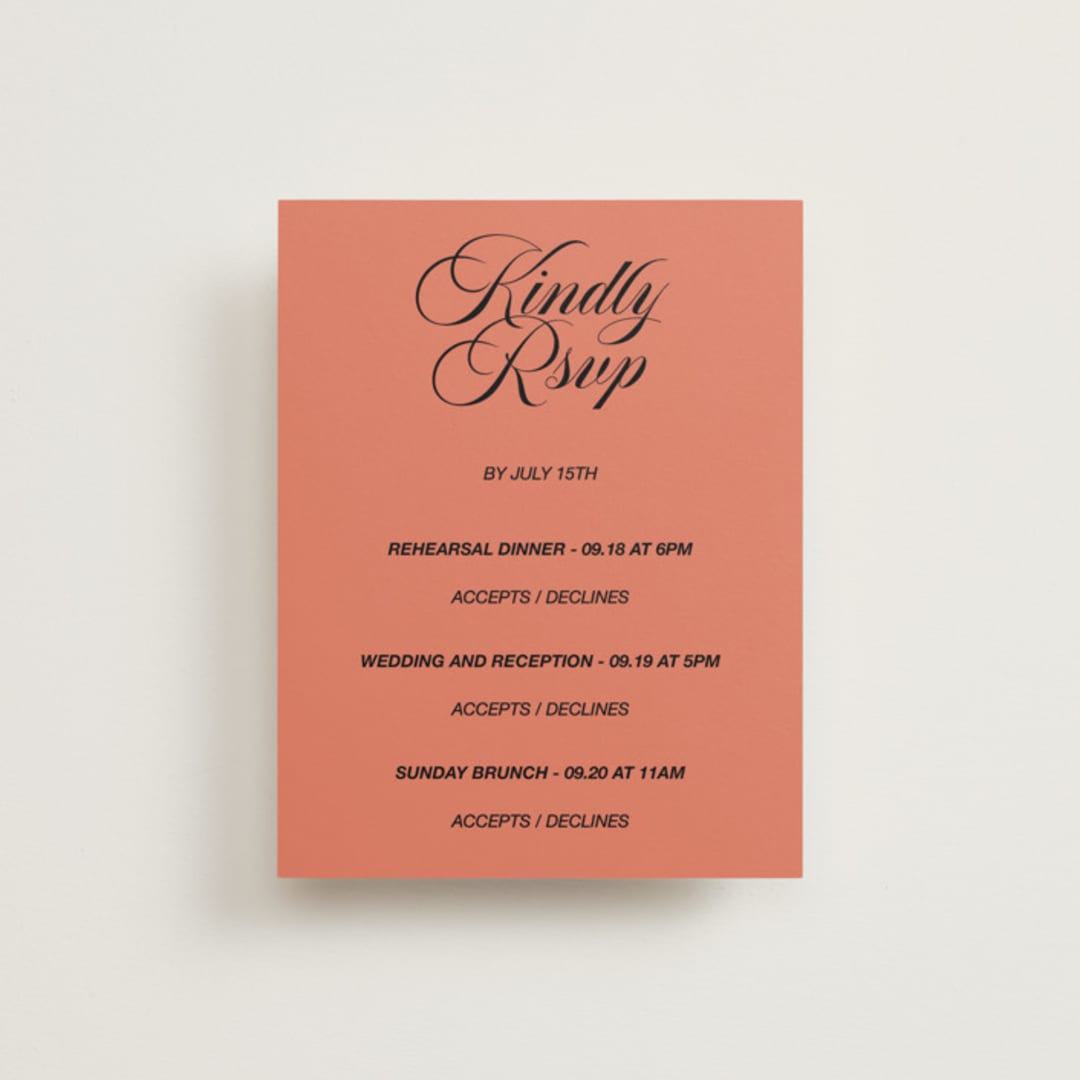 "Bold and Demure" - Multi-Event RSVP Cards in Amaro by Claire - Front
