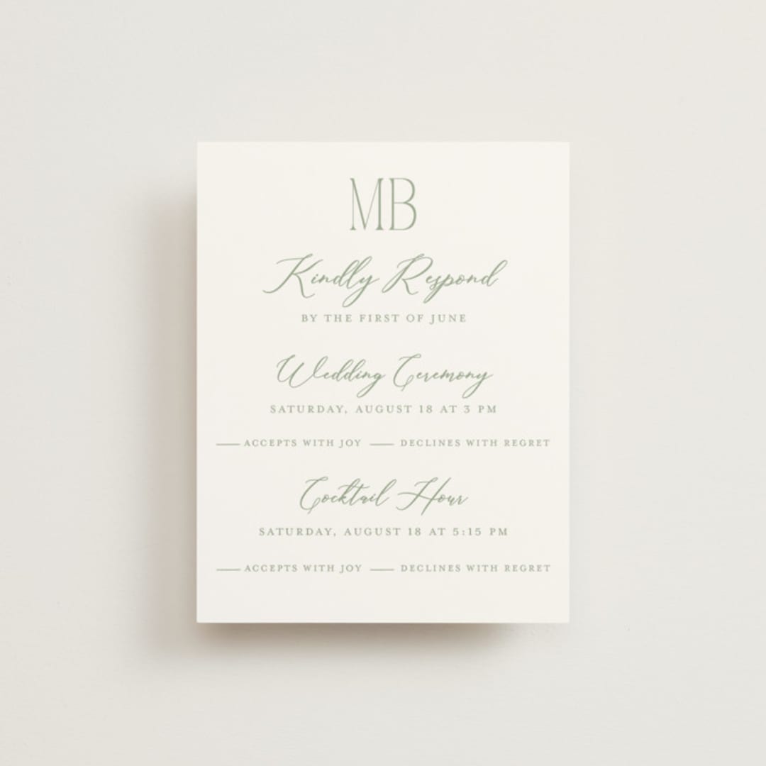 "Eternal Grace" - Multi-Event RSVP Cards in Leaf by Sherley Ferreira - Front