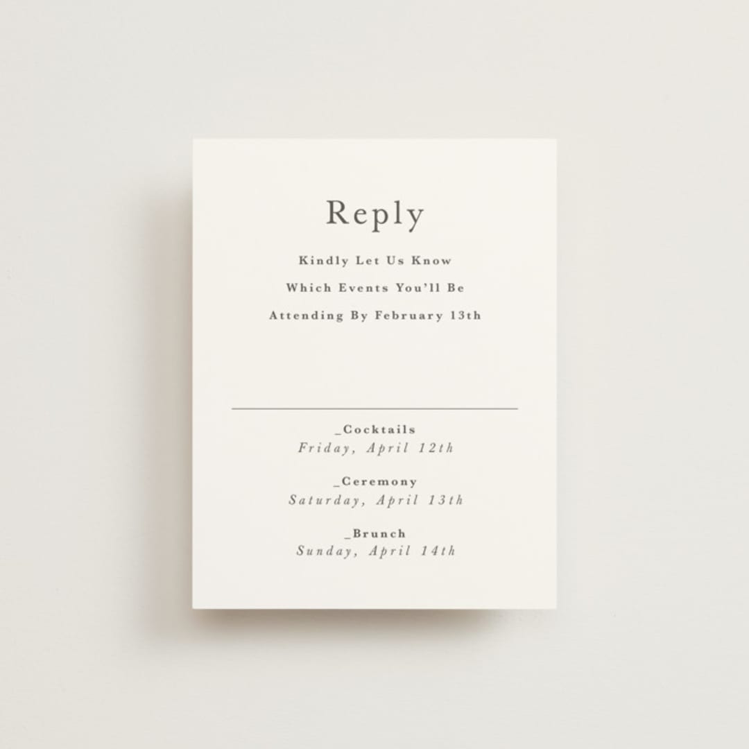 "monogram square" - Multi-Event RSVP Cards in Charcoal by Lori Wemple - Front