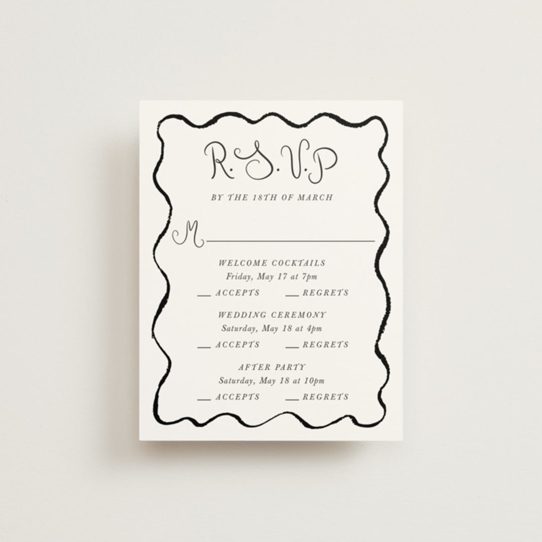 "quirky fun" - Multi-Event RSVP Cards in Tuxedo by Cass Loh - Front