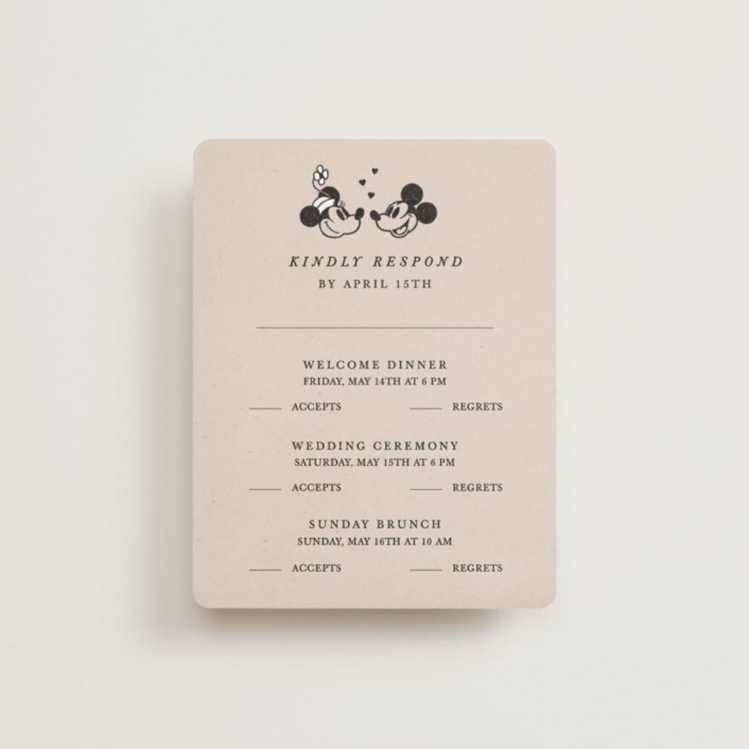 "Disney's Retro Mickey Mouse and Minnie Mouse" - Multi-Event RSVP Cards in Retro by Sumak Studio - Front
