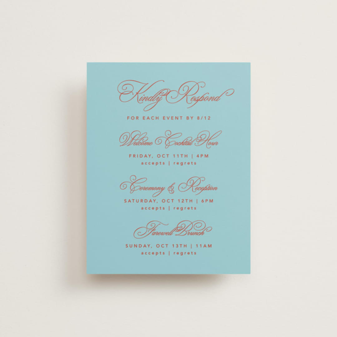 "Vivid" - Multi-Event RSVP Cards in Sky by Kelly Watkins - Front