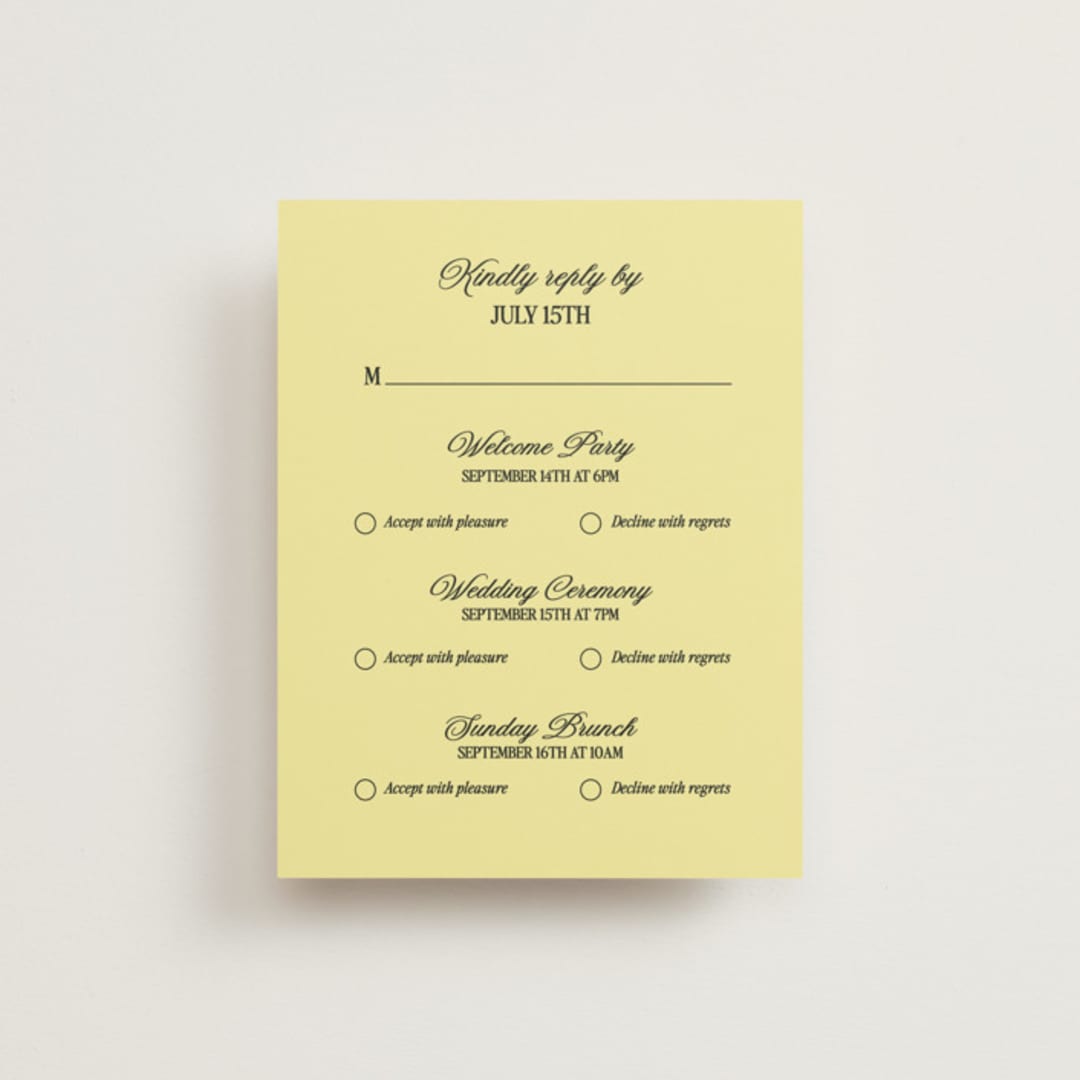 "The Eternal" - Multi-Event RSVP Cards in Butter by Helena Vitto - Front