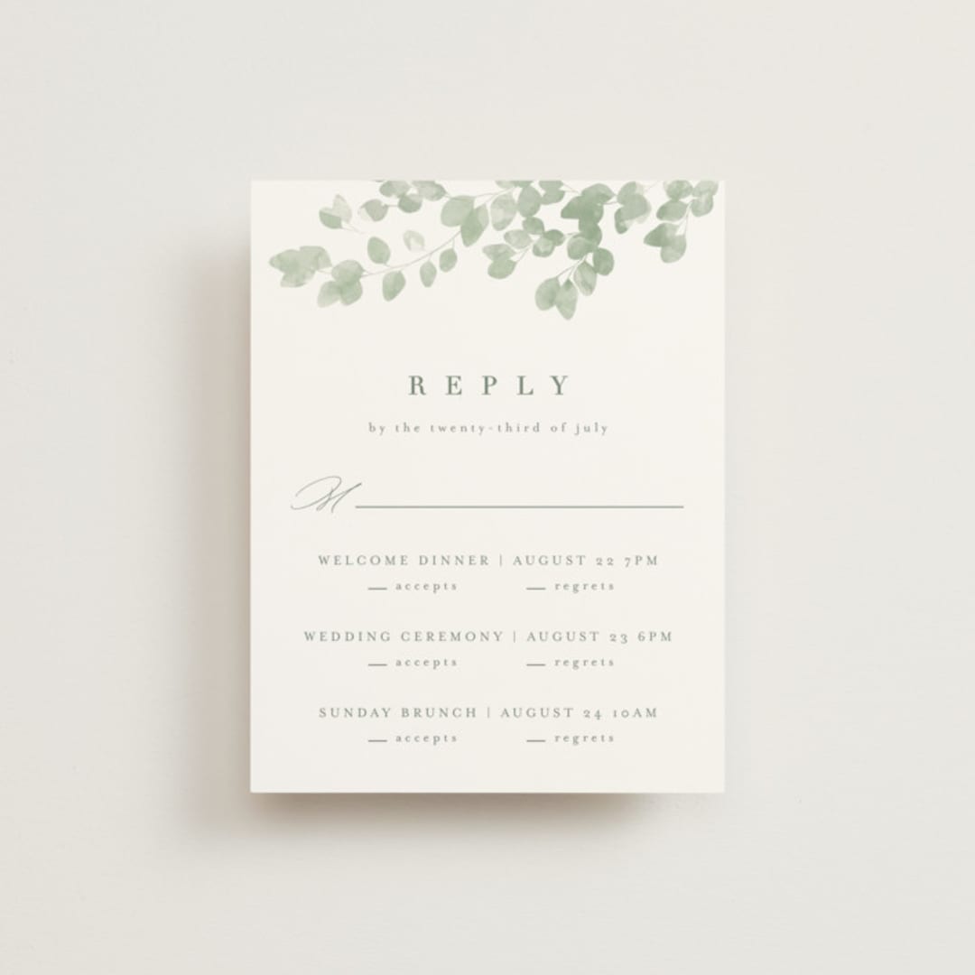 "Vining" - Multi-Event RSVP Cards in Eucalyptus by Kristie Kern - Front