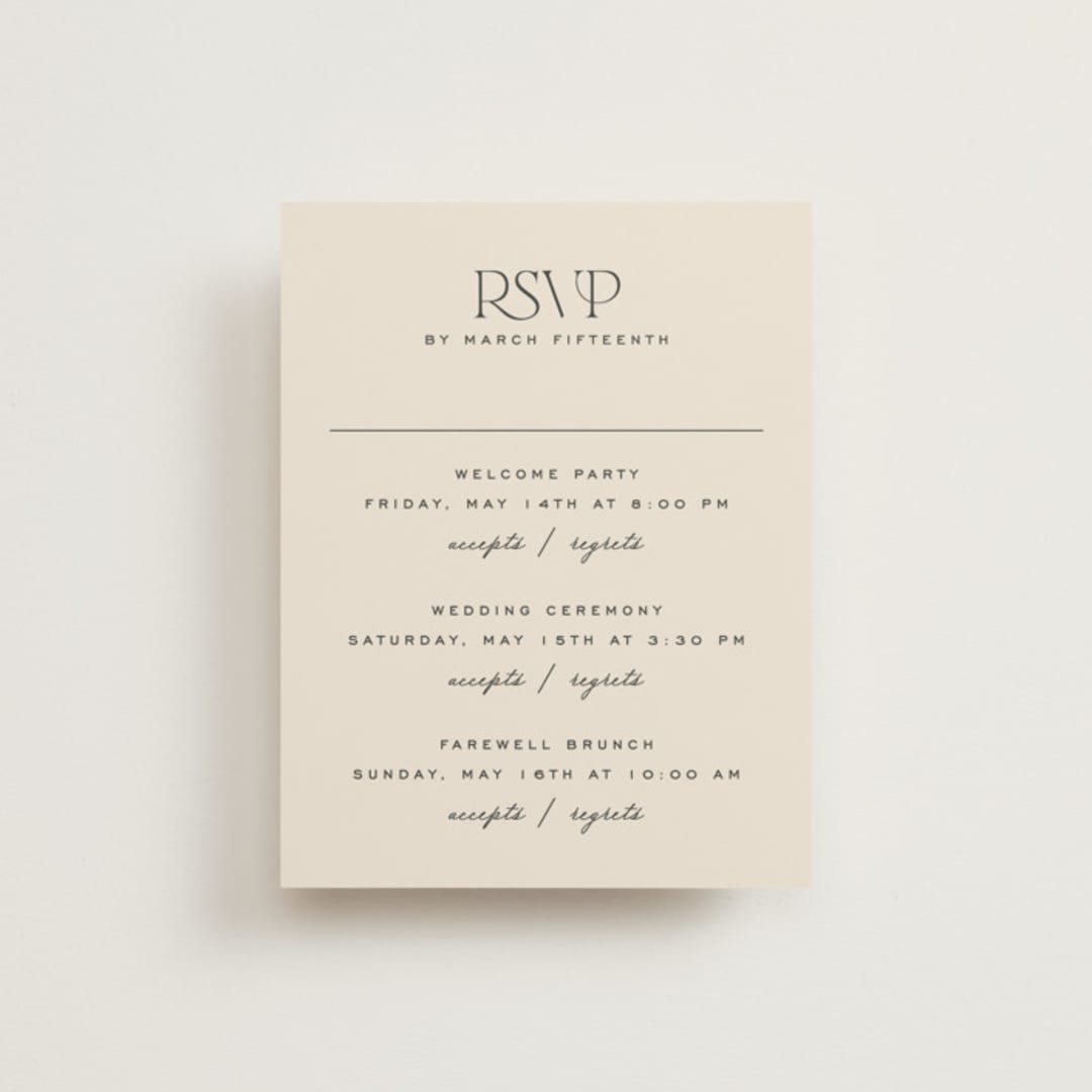 "Tendu" - Multi-Event RSVP Cards in Creme by Carly Reed Walker - Front