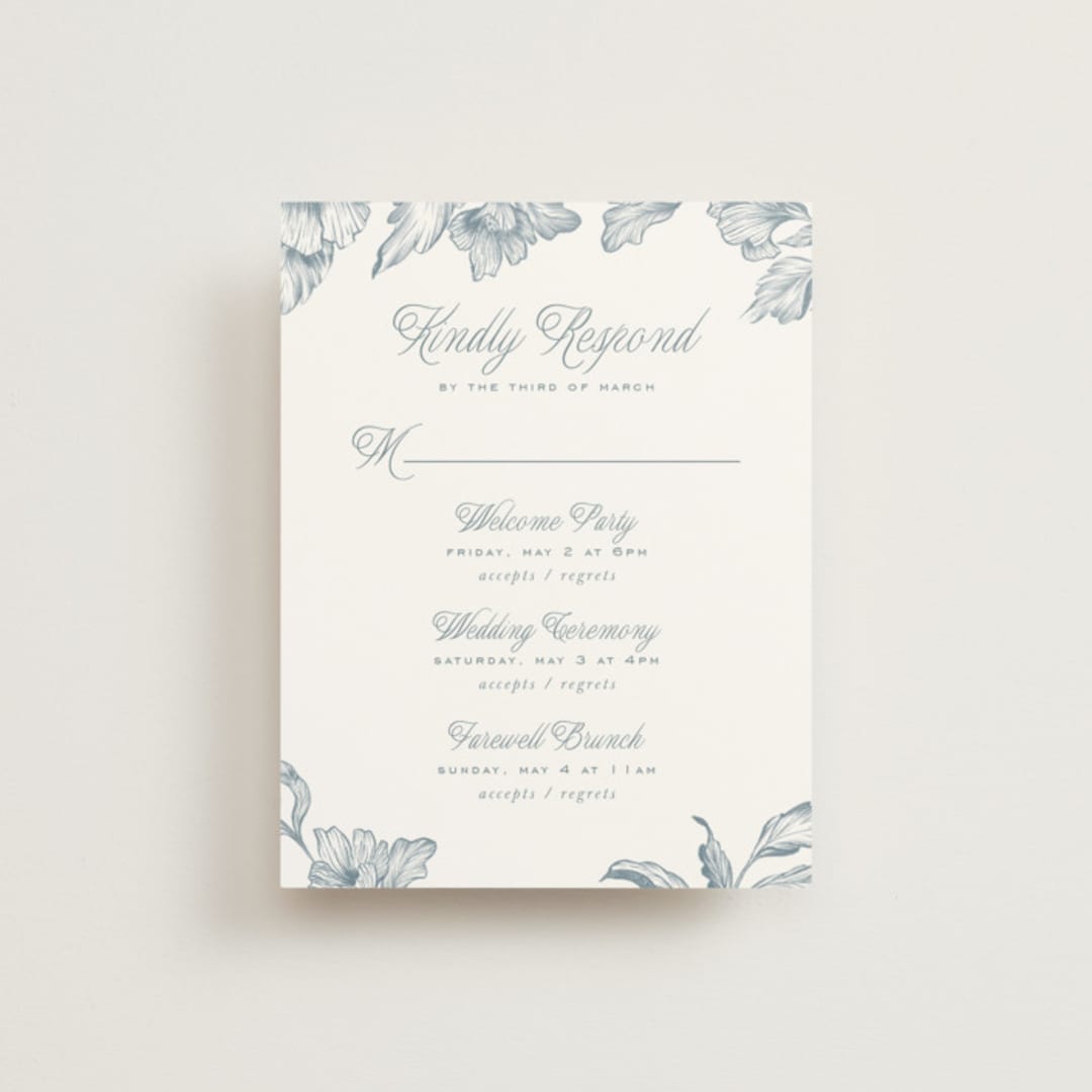 "Wreath In Bloom" - Multi-Event RSVP Cards in Lake by Leah Bisch - Front