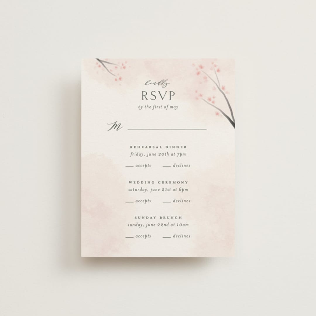 "Cherry Blossoms" - Multi-Event RSVP Cards in Cherry Blossom by Stephanie Hawkes - Front