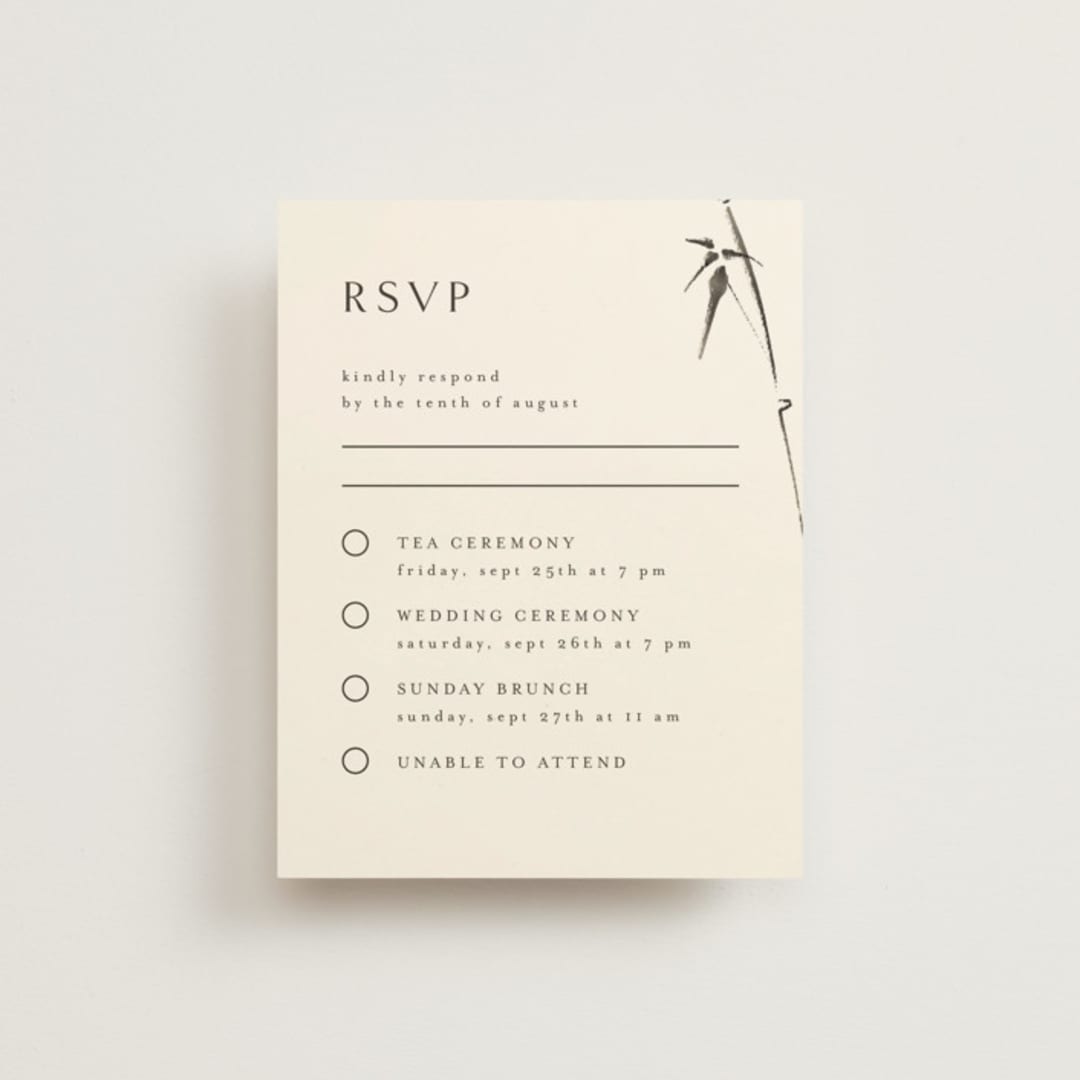 "Bambusa" - Multi-Event RSVP Cards in Almond by Anastasia Makarova - Front