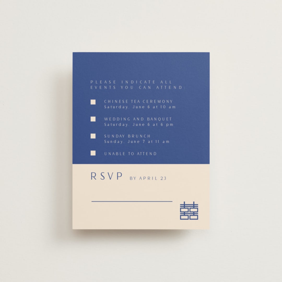 "two toned" - Multi-Event RSVP Cards in Marseille Bleu by Deborah Chou - Front