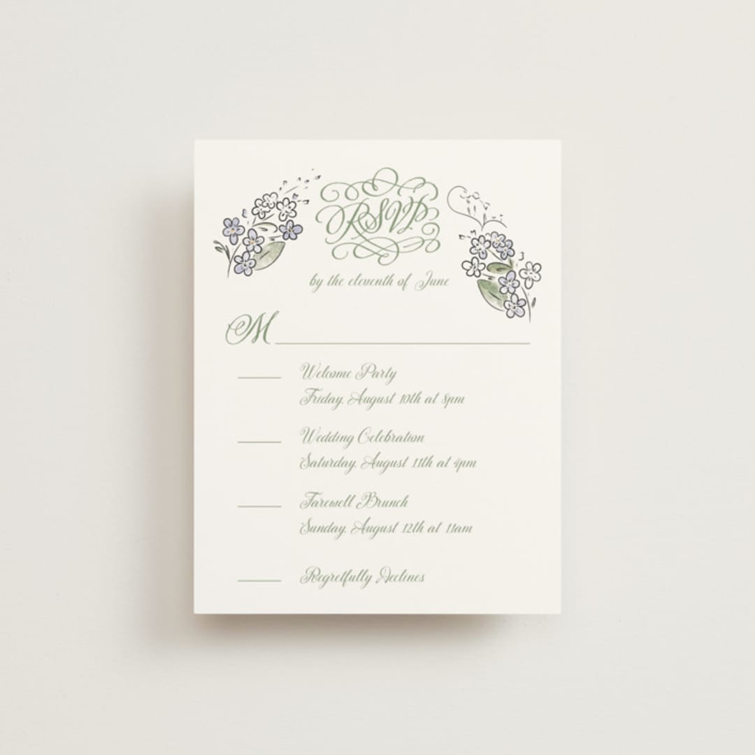 "Forget Me Nots" - Multi-Event RSVP Cards in Violet by Jenna Holcomb - Front