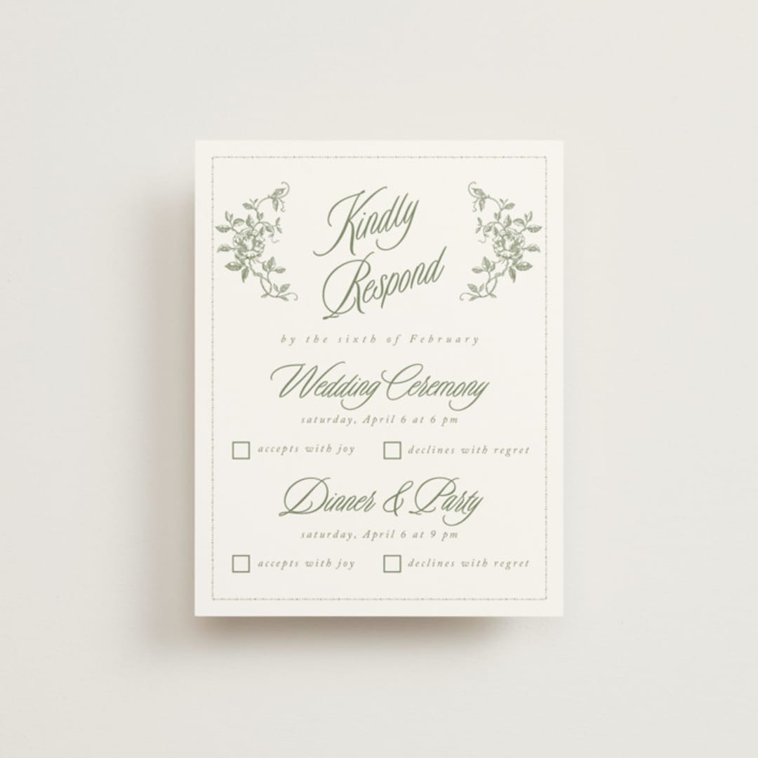 "Vintage Garden" - Multi-Event RSVP Cards in Forest by Sherley Ferreira - Front