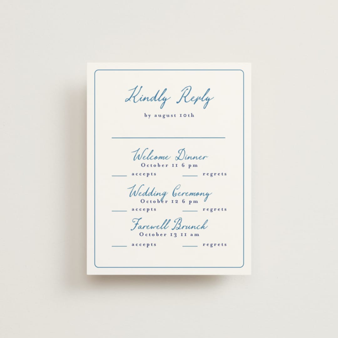 "Positano" - Multi-Event RSVP Cards in Cerulean by Tamara Hilje - Front