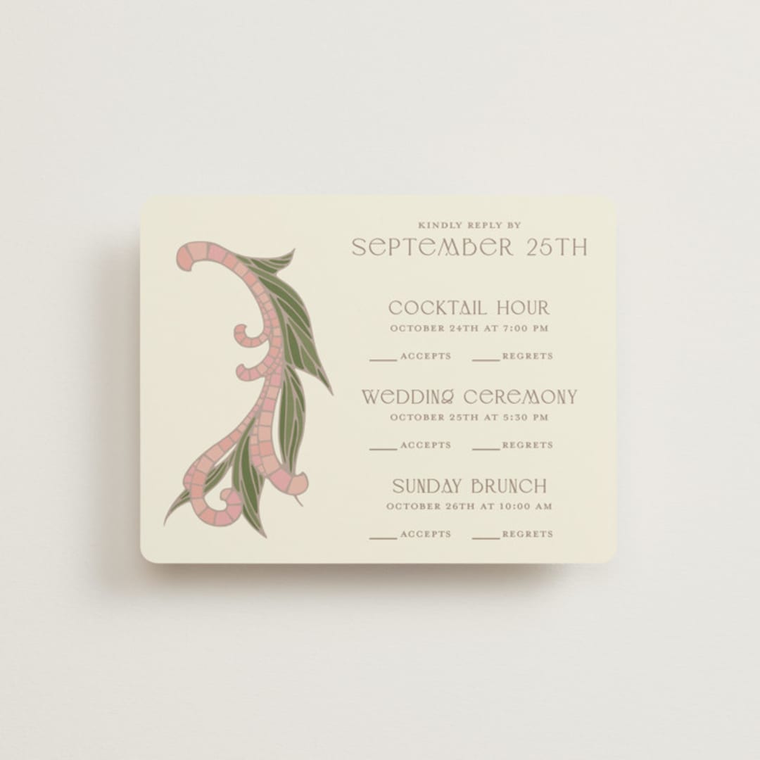 "1081" - Multi-Event RSVP Cards in Blush by GeekInk Design - Front